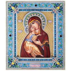 Финифть икона Божей матери Владимирская